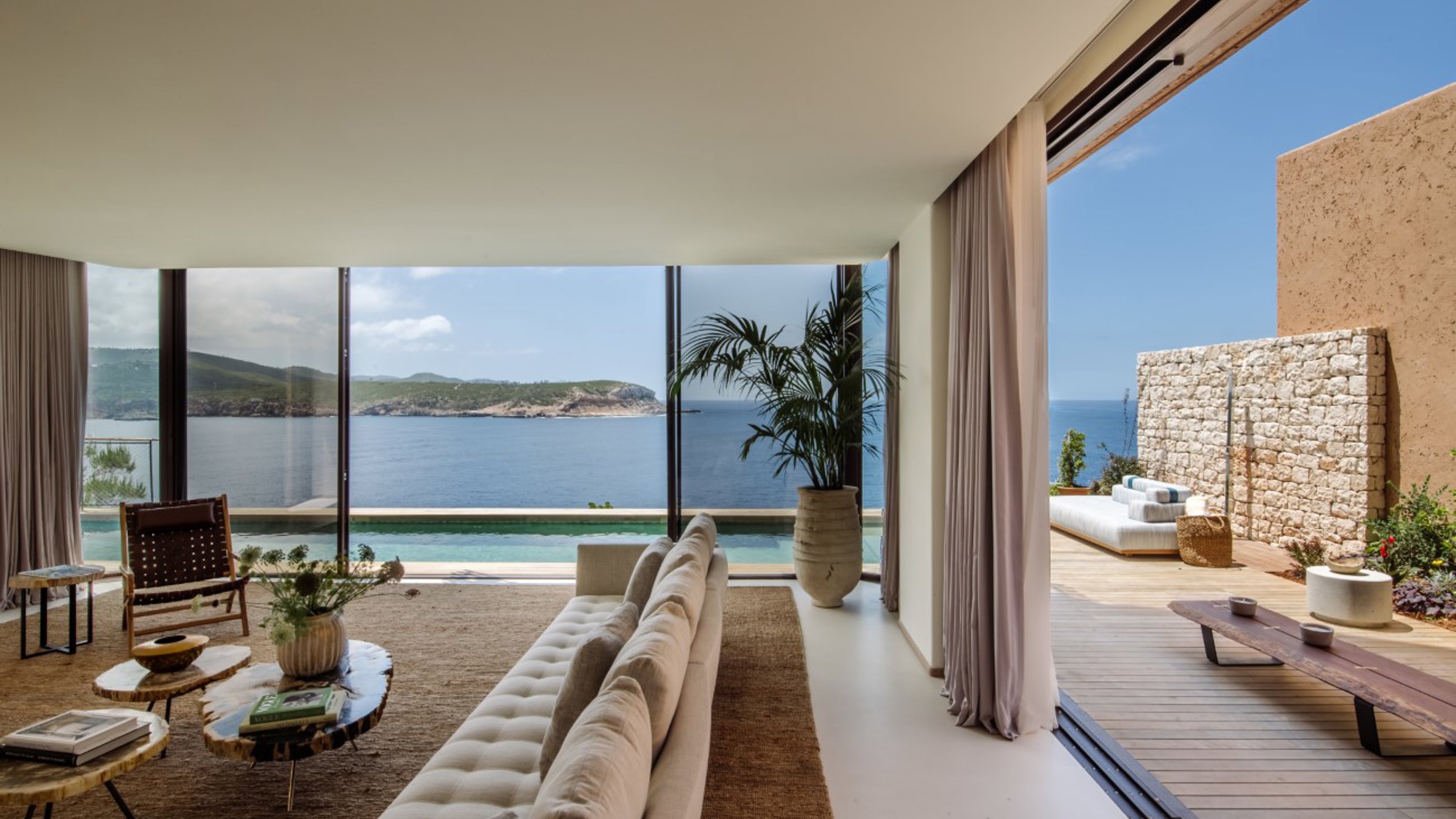 Living Room And Terrace With Sea Views