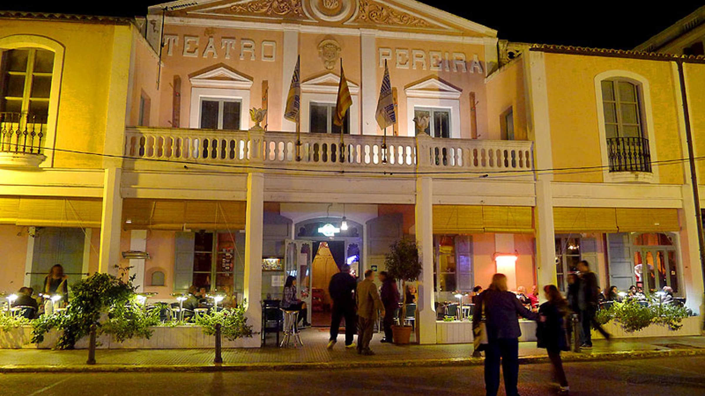 People Around The Theatre At Night