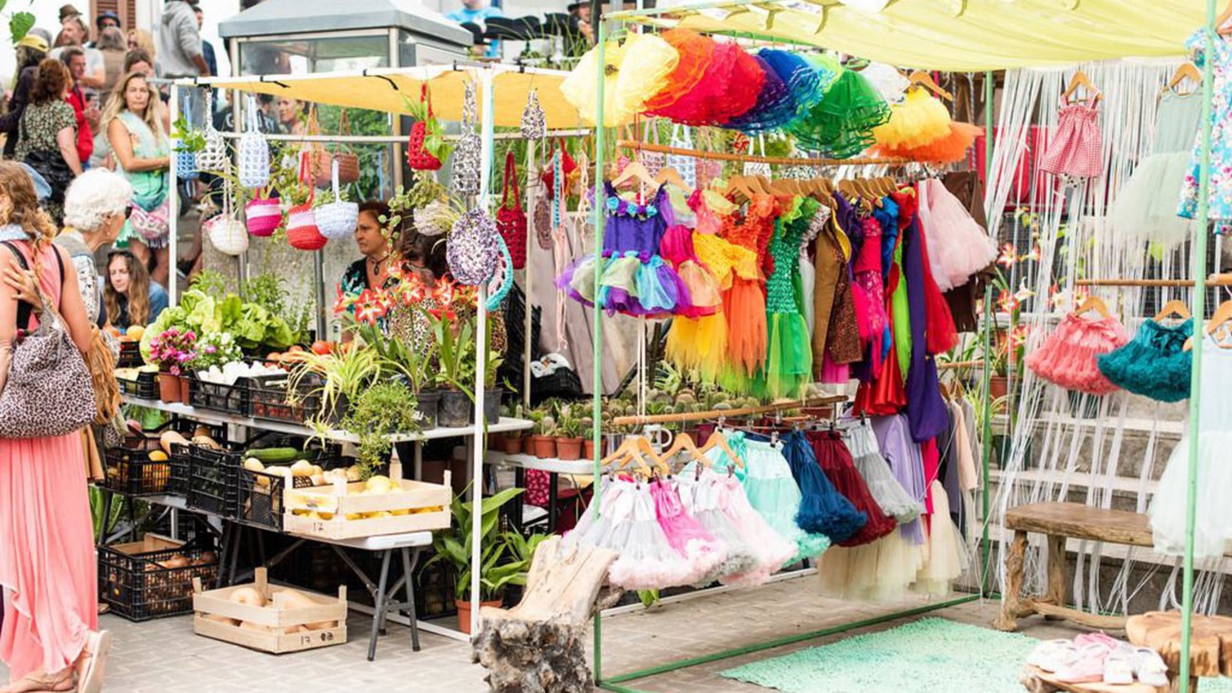 Colourful Market With Various Items For Sale